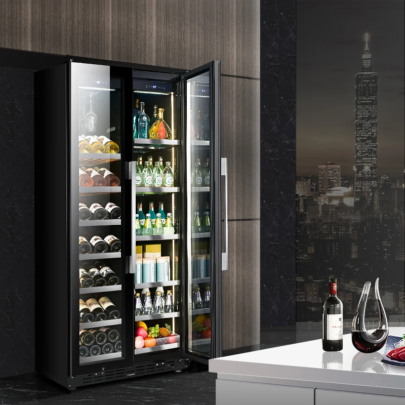 Домашний кухонный холодильник для вина и напитков двухдверный кулер с двойной температурой 16 полок