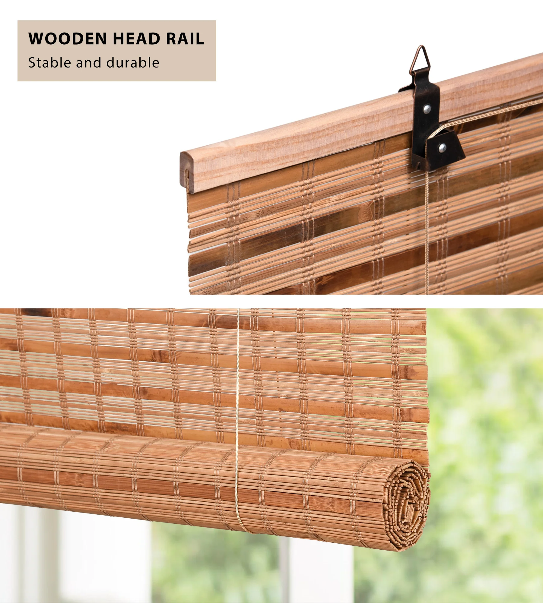 Cortinas de bambu Roller Blind woven wood shades Bamboo Curtain for Balcony Partition Blind Sun Shades for Doors/Windows