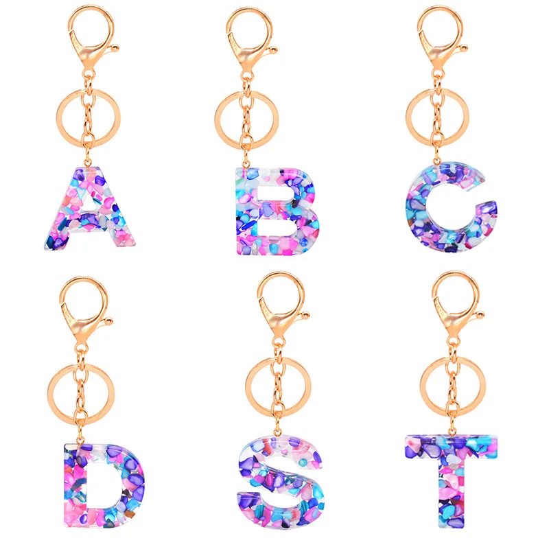 
Letter A-Z Keychain Accessories Cute Crystals Keyring Acrylic Key Ring for Women 