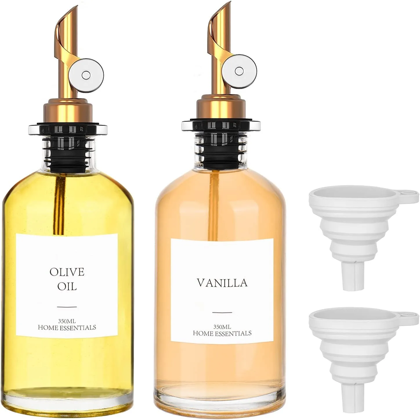 350ml/12Oz Mouthwash Dispenser For Bathroom With Clear Mouthwash Cups Dispenser 18oz glass bottle with metal oil spout