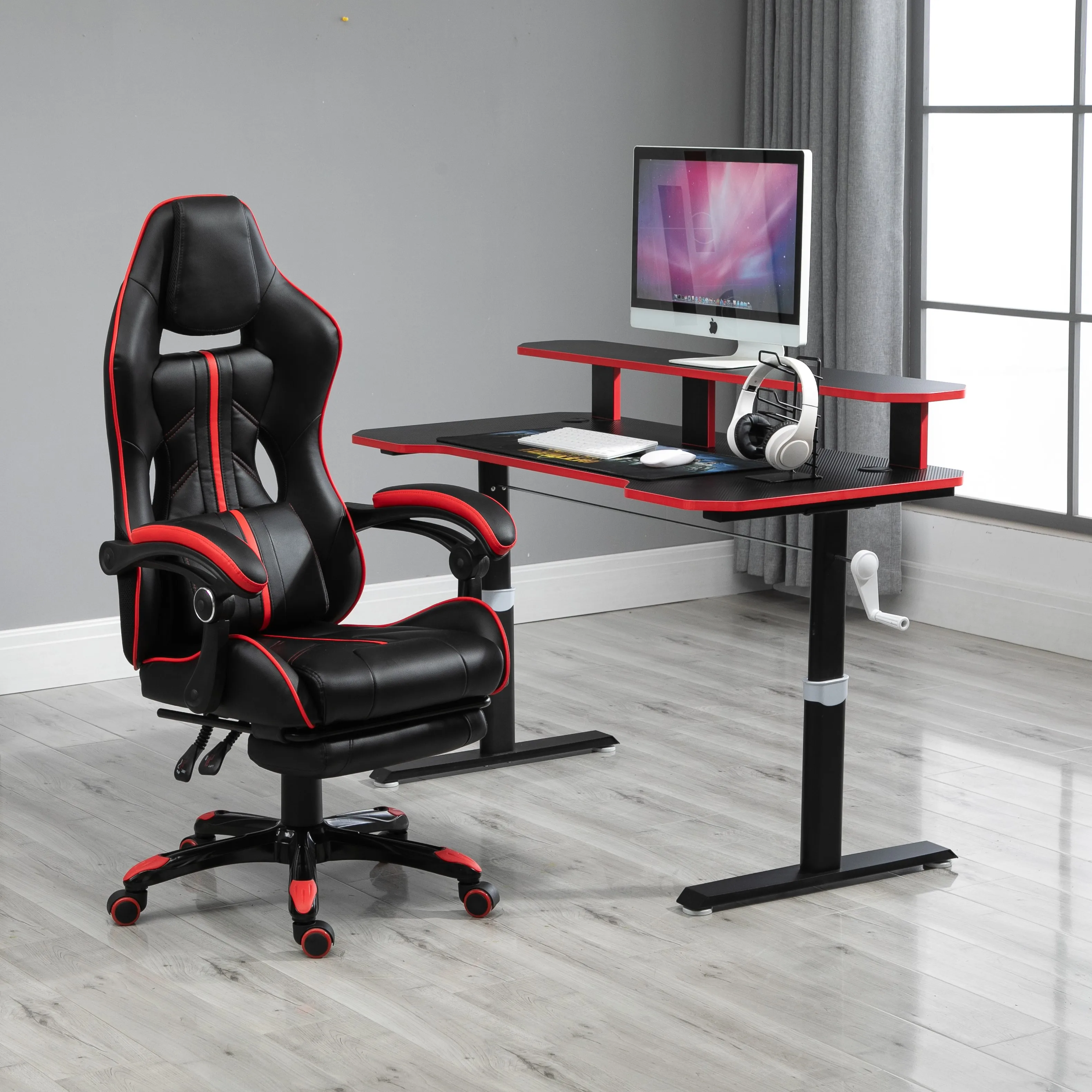 
2021 Custom PC I Shaped Gaming Table Height Adjustable Ergonomic Gaming Desk 