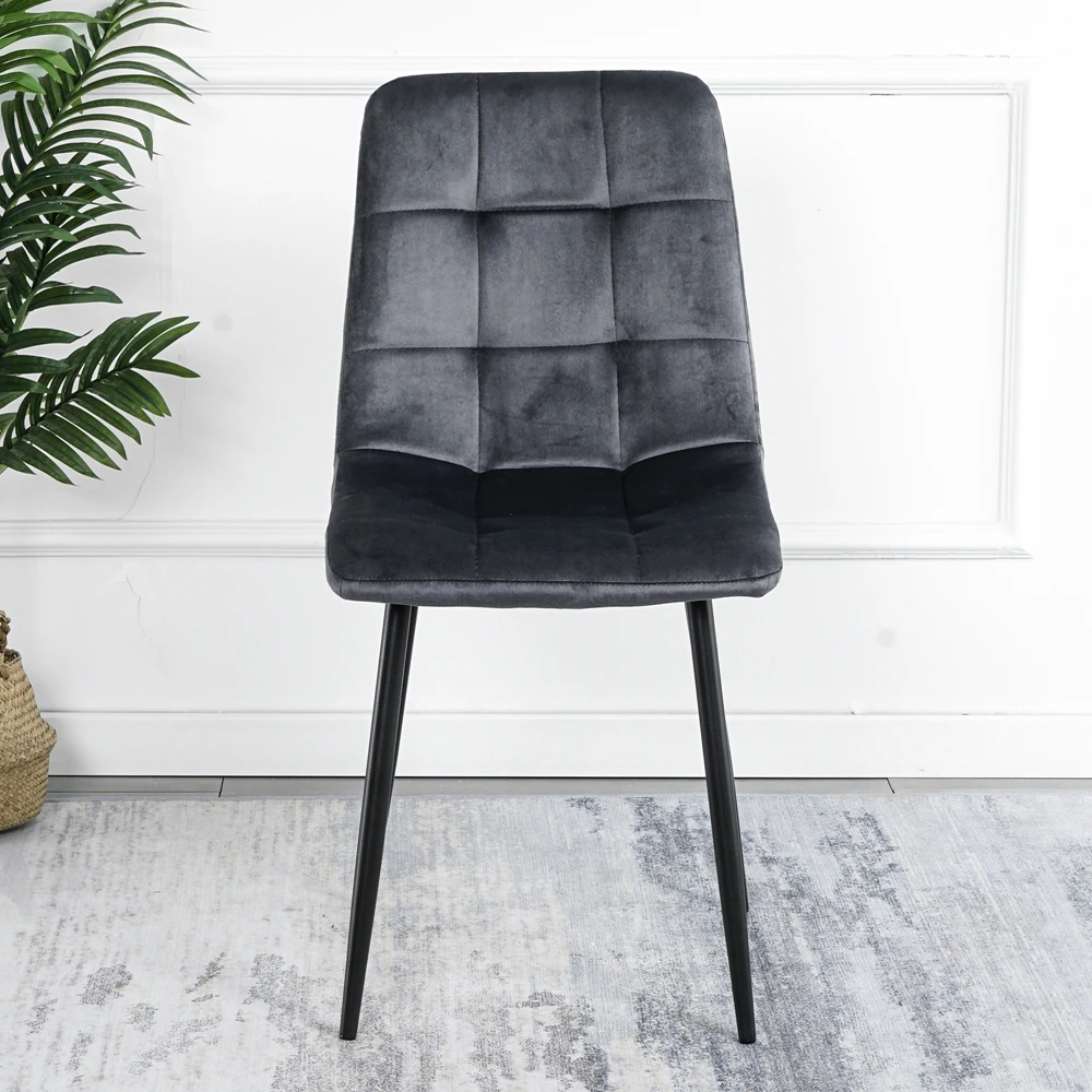 New design hot sale stylish durable velvet fabric multi-colored metal tube leg dining chairs for sale