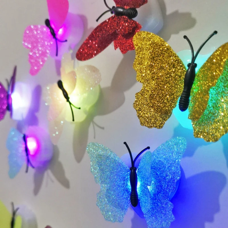 3d LED gold butterfly wedding Decorations for birthday party supplies butterfly party decorations wall decor