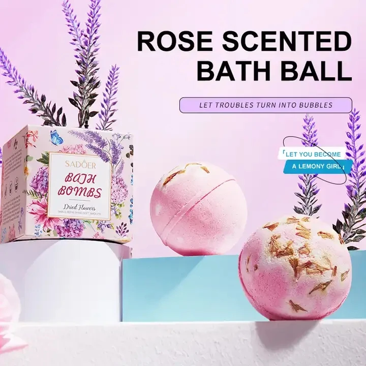 OEM SADOER Private Label Natural Lavender Shower Moisturize Smoothing Remove Dead Skin Essence Whitening Salt Bath Ball