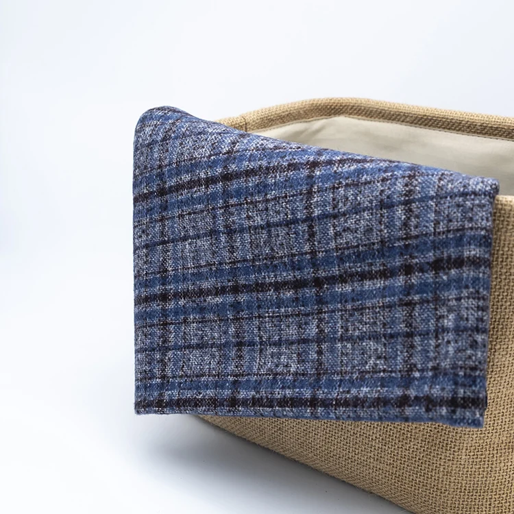 
Wholesale custom circle yarn tweed checked wool polyester blend plaid alpaca wool fabric for jackets 