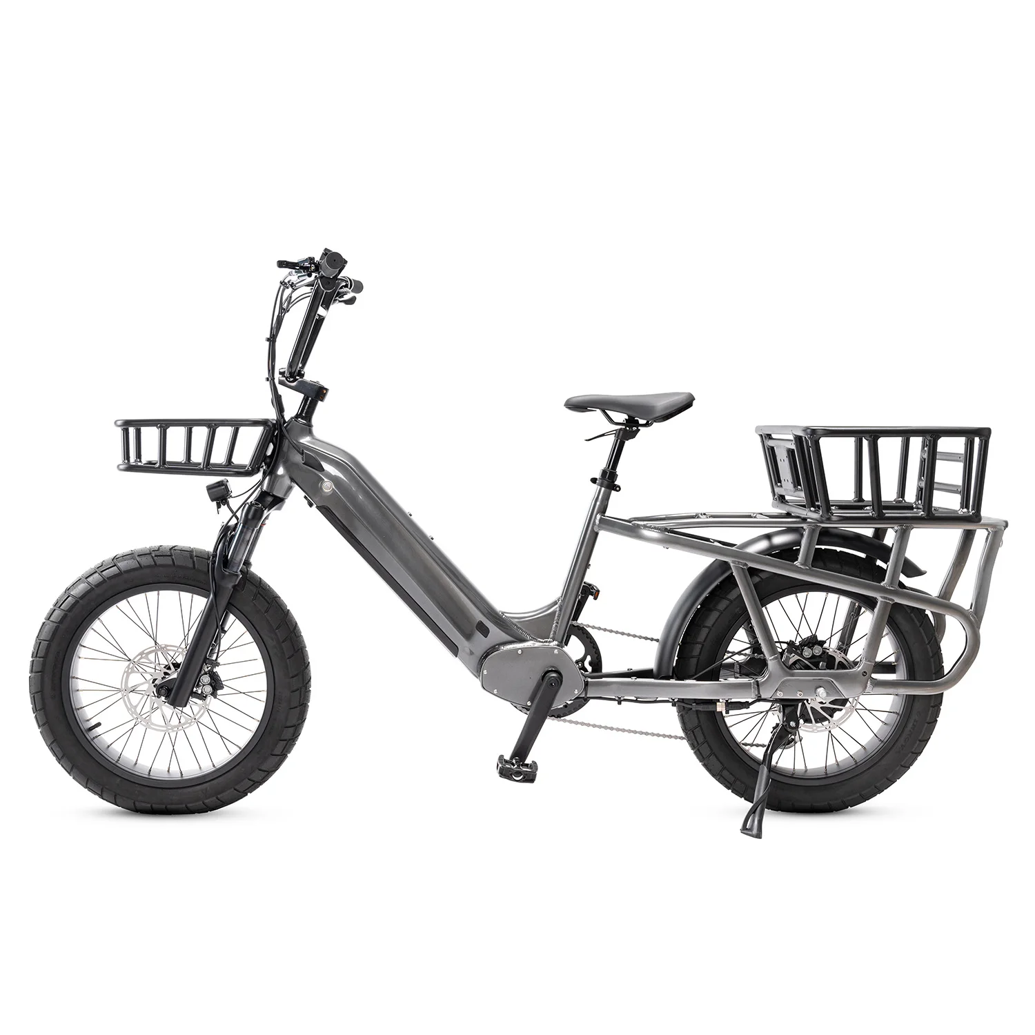 Mario 750w fat tire electric cargo bike with front&rear basket