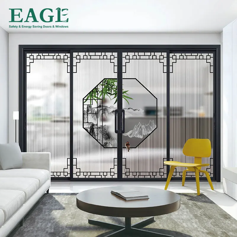 Wholesale Price Modern Design Powder Coated Aluminium Frame Patio Door Aluminum Double Glass Sliding Door