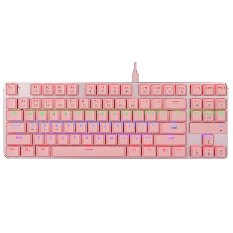 Custom Girl Gaming Game Keyboards Pink Wired 80% Slim Mechanical Keyboard LED RGB Gaming Mechanical Keyboard
