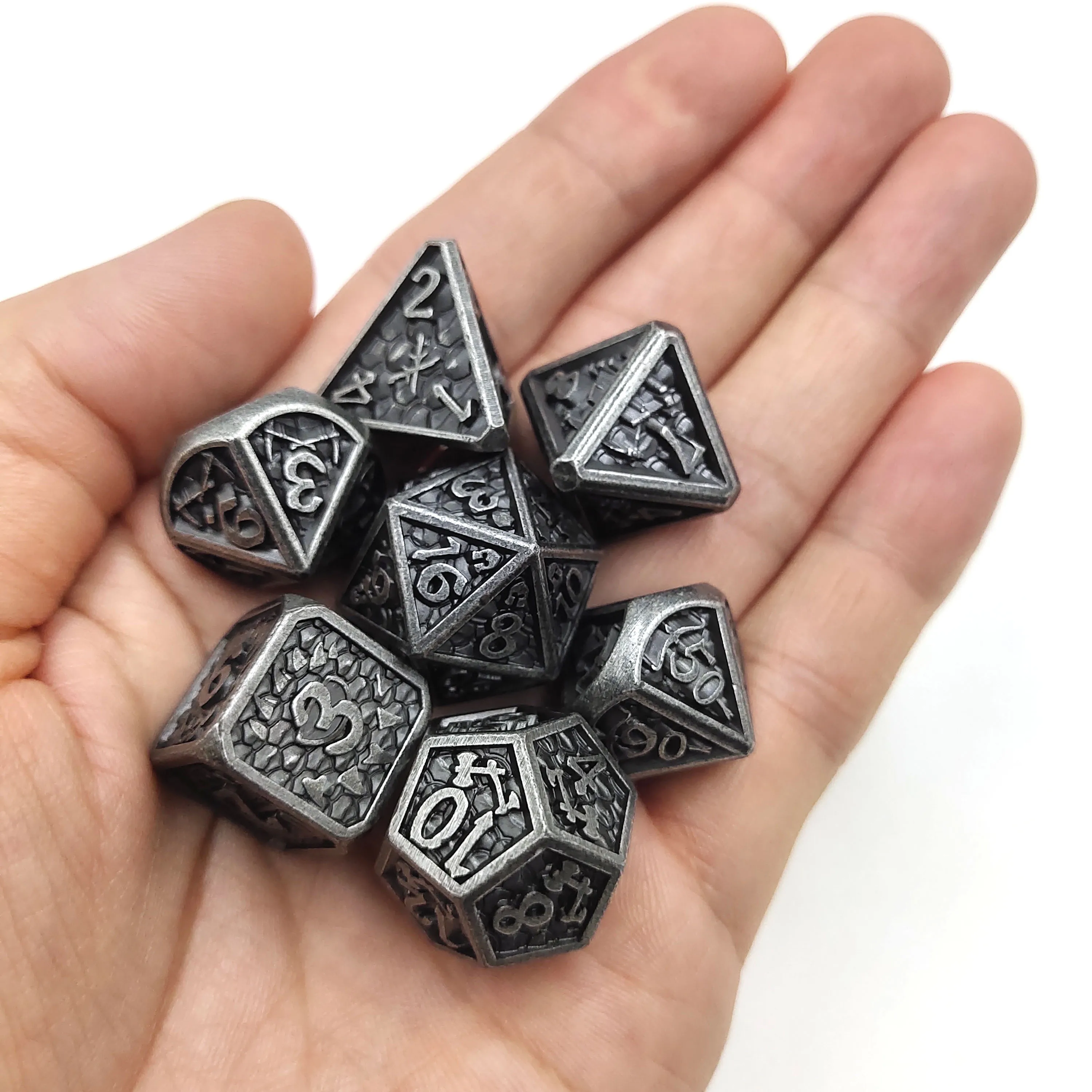 New Style 7 Pcs Galaxy Metal D&D Dice Metal DND Dice Polyhedral Metal Dice Set for Role Playing Game MTG Pathfinder