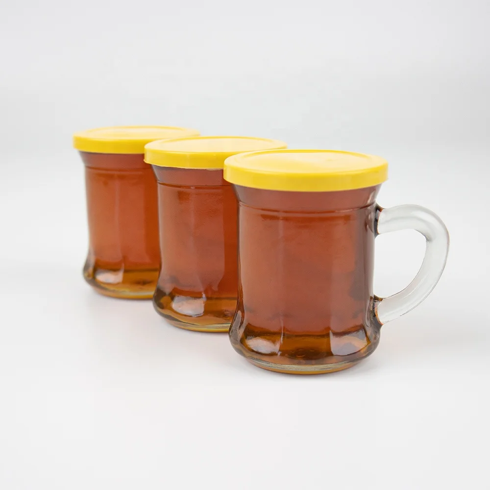 Mini glass cup natural fresh honey with label
