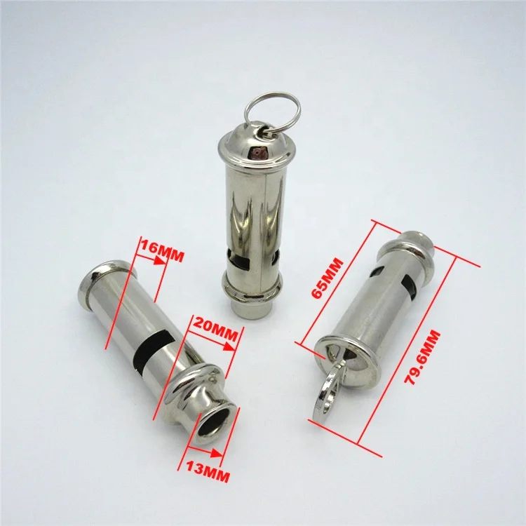 Factory supply 65mm /80mm metal long tubular metal survival whistle
