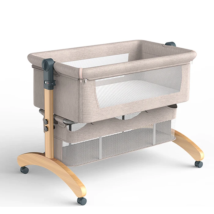 
Adjustable height wood crib newborn baby cot bed crib solid wood 