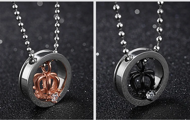 High Polished Stainless Steel Initial Necklace with Imperial Crown Stainless Steel Chain Pendant Necklace