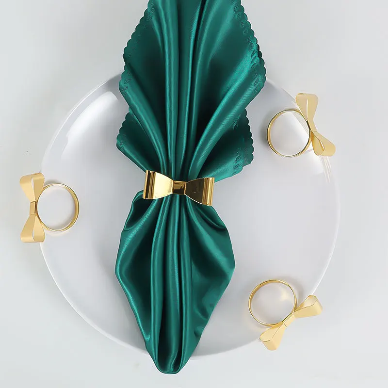 zinc alloy metal metallic bow airplane square brass crown bismillah woven table napkin rings green shell snowflake wedding