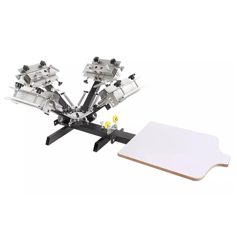 DGRUIDA full set NS404-MR screen printer 4 color 1 station screen printing machine with Micro-Registration