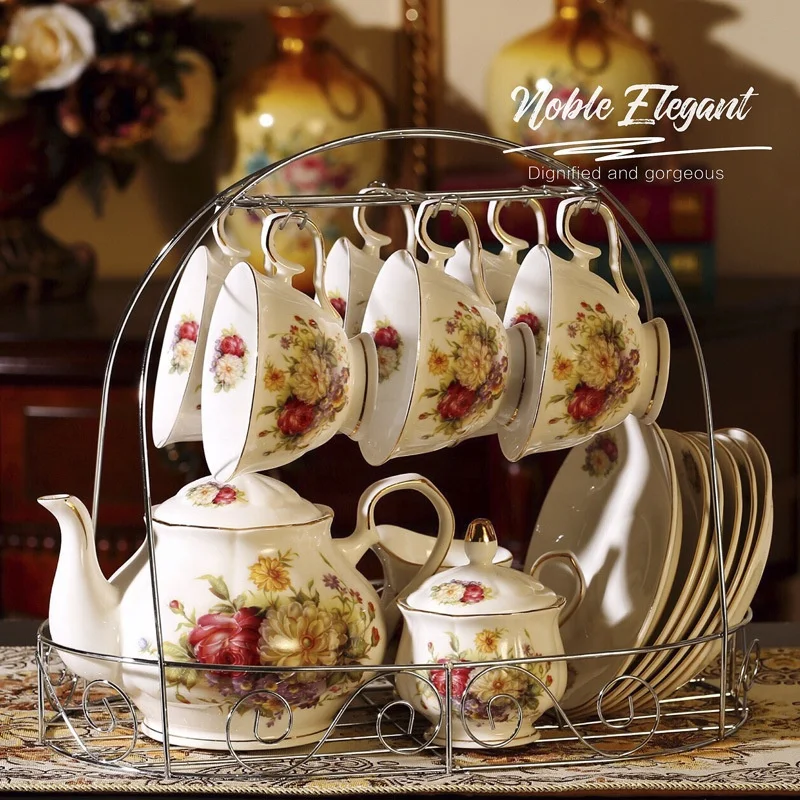 Royal Luxury Coffee Set European Flower Sugar Milk Pot Exquisite Cup and Saucer Afternoon Tea Coffee Set