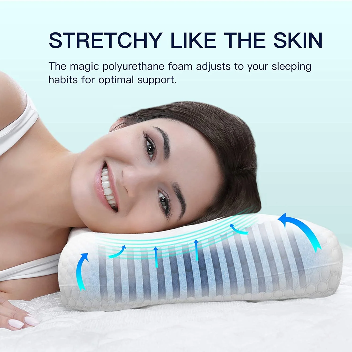 Gel Infused Cool Feeling Air Ventilation Hole Orthopedic Cervical Contour Memory Foam Neck Bed Pillow for Best Sleep