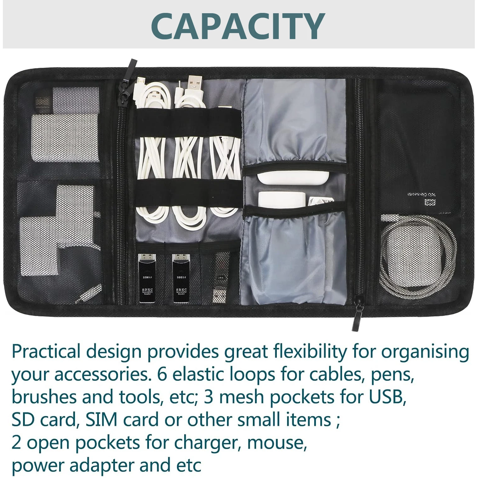 Customize Logo Promotion Cheap Portable Folding Travel Tech Digital Cable Electronic Cord Wire Pouch Organizer Storage Bag Roll