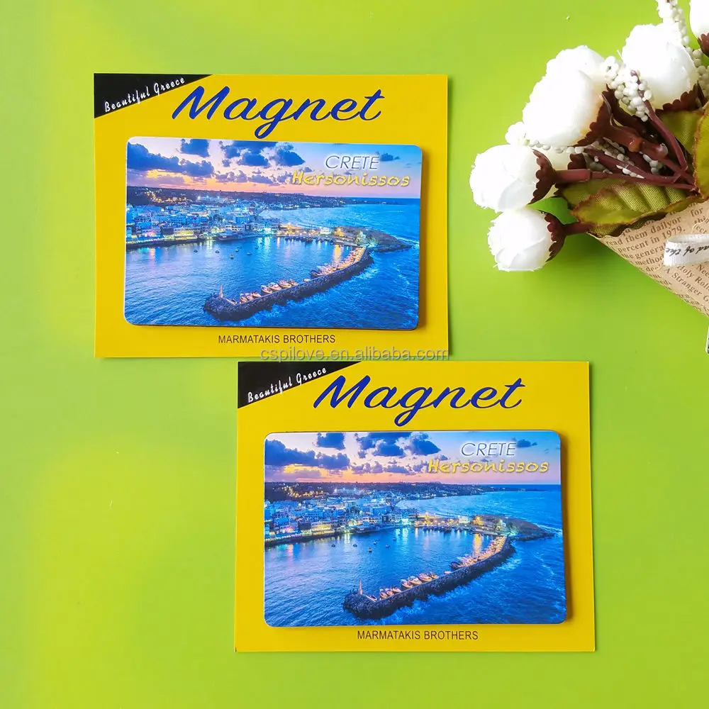 Factory custom kinds of size Greece Scenic Area Souvenirs gifts paper  full color printing rubber fridge magnet