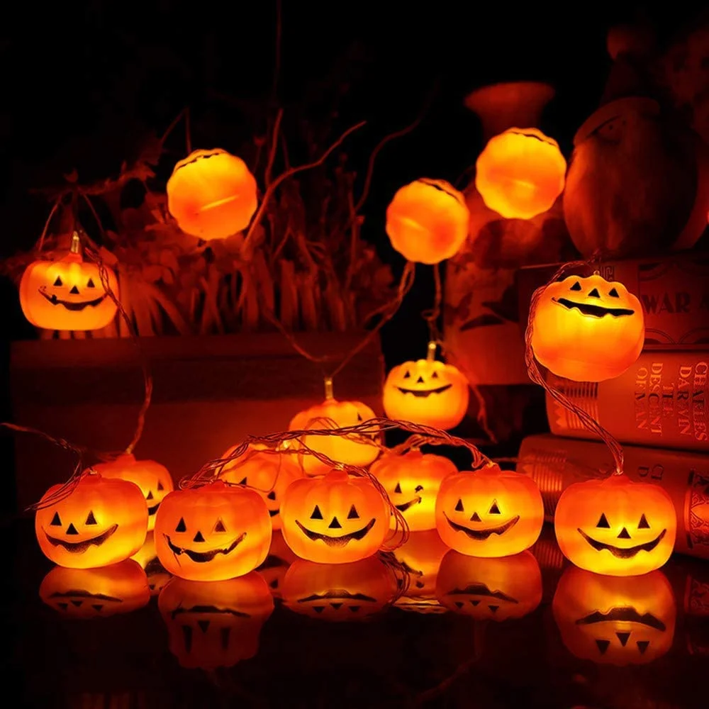 1.5M 3M warm white pumpkin light string LED Halloween lights Battery powered festive decorative lights