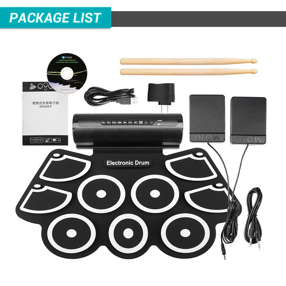 
wholesales Hot Sale Percussion instrument MD-760 thickened silica gel hand roll set drum set USB electronic drum 