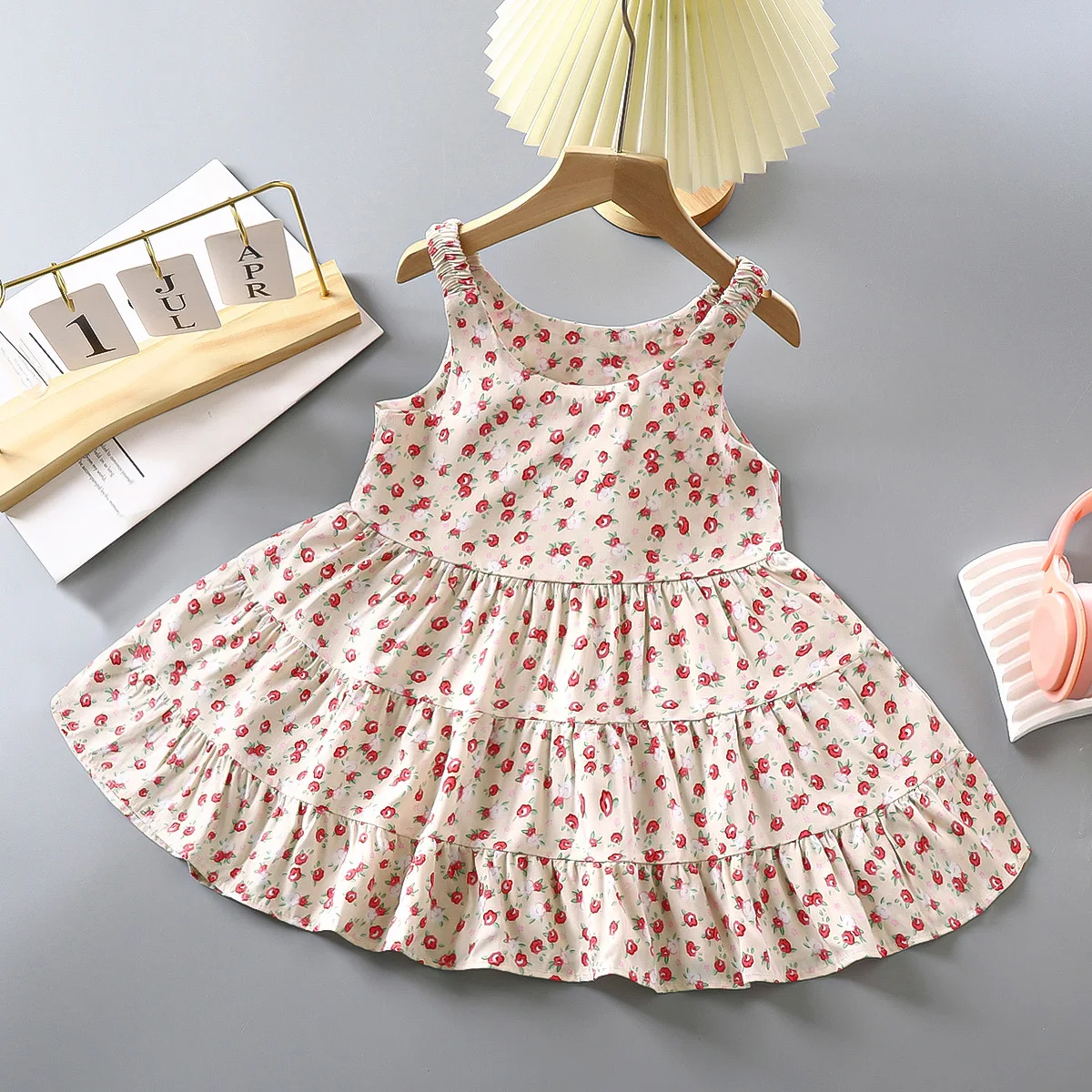 Children Girl Clothing Kids Clothes Flower Girls Dress with Floral Print Wear Vendor Designers Summer Custom Wholesale Big Kids
