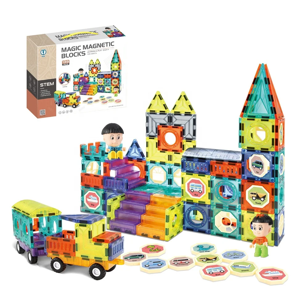 139pcs магнитные плитки 3D строительные блоки образовательные игрушки комплекты для малышей и детей ясельного