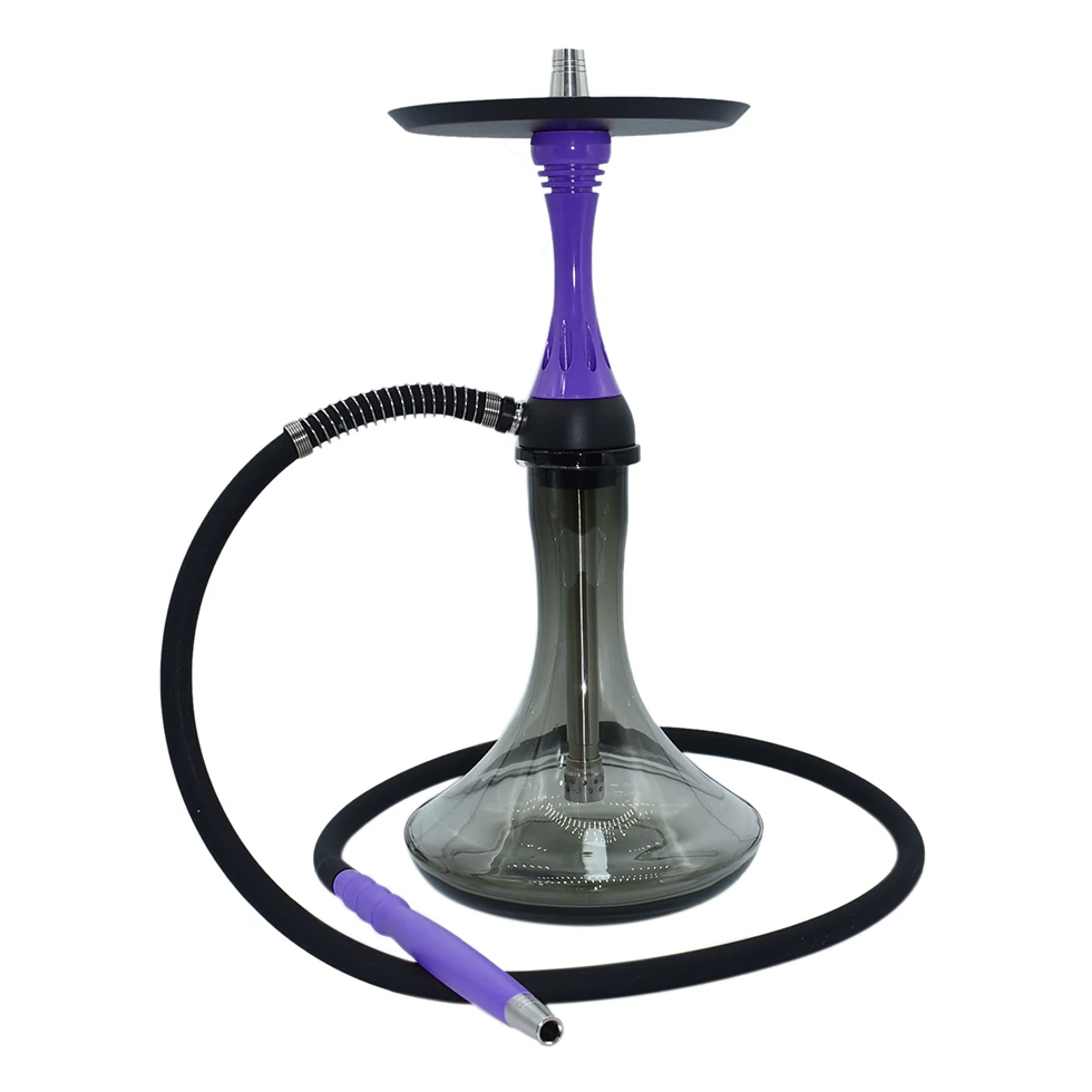 New design Wholesale aluminum alloy smoking luxury glass shisha hookah stainless steel Alpha hookah