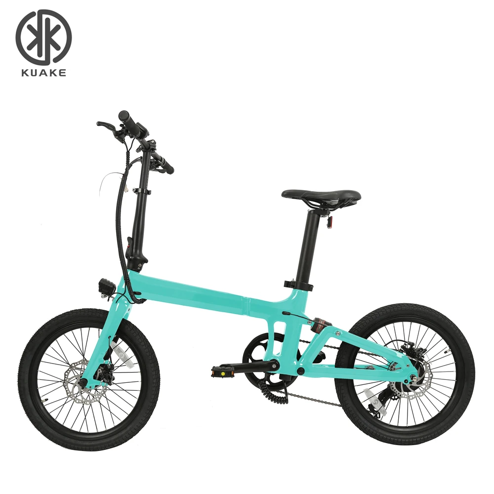 Kuake Premium Quality 36V250W Folding electric bike Rear Suspension fat tire e-bike Carbon fiber electric bicycle foldable frame