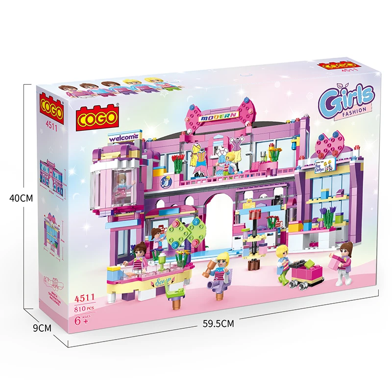 COGO 810 PCS Enlightened Fashion DIY Girls Series Shopping mall Block Toys for Kids