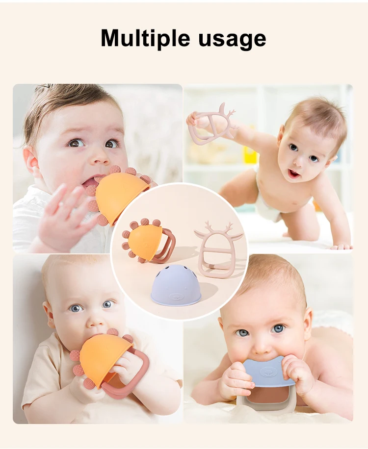 Wholesale Custom Soft Toddlers Newbon Baby Hand Teethering Chew Toy Elk Lion Baby Teether Glove Bpa Free Silicone Baby Teethers