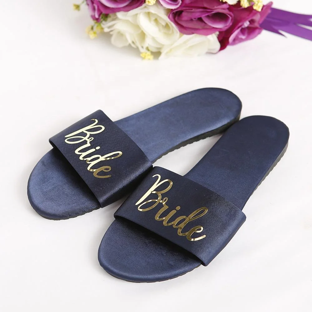 Women Satin Imitated Silk Drag Indoor Wedding Bride Slippers Bridesmaids Slipper