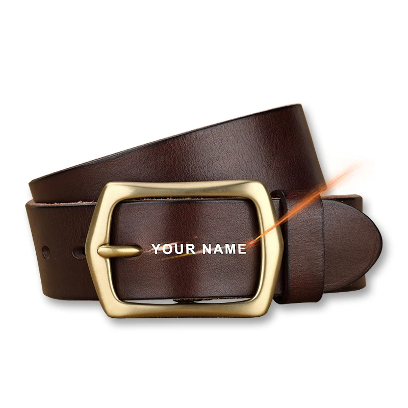 Free Engraving Luxury Branded Blank Belt Buckle Mens Designer 100% Genuine Leather Vintage Business Belts