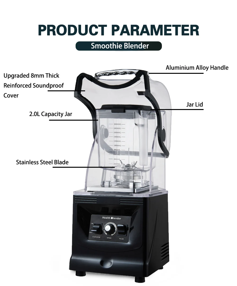 Gep Factory Direct High Power Commercial Blender 65db Low Noise High Speed Blender For Coffee Shop