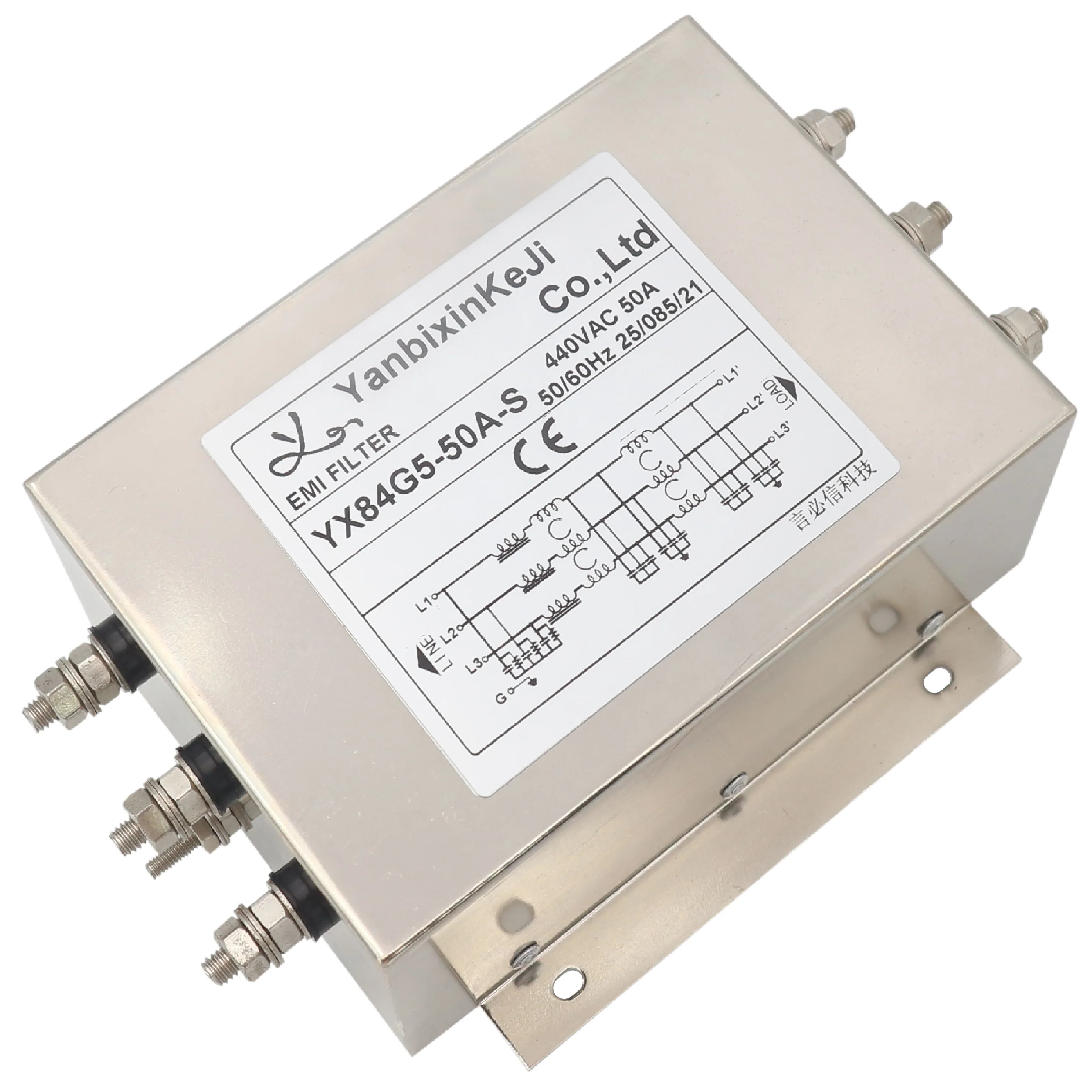  Yanbixin производства 3 фазы 4 провода YX91G5-50A-S 250V/440VAC пассивный EMC сетевой фильтр для мотор