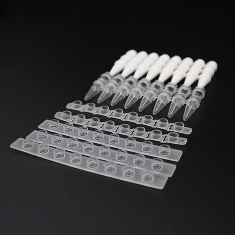 Newest Design 0.2 Ml 0.1Ml Non Sterile Clear 8 Tube Strips Polypropylene Pcr Tube Strip With Attached Flat