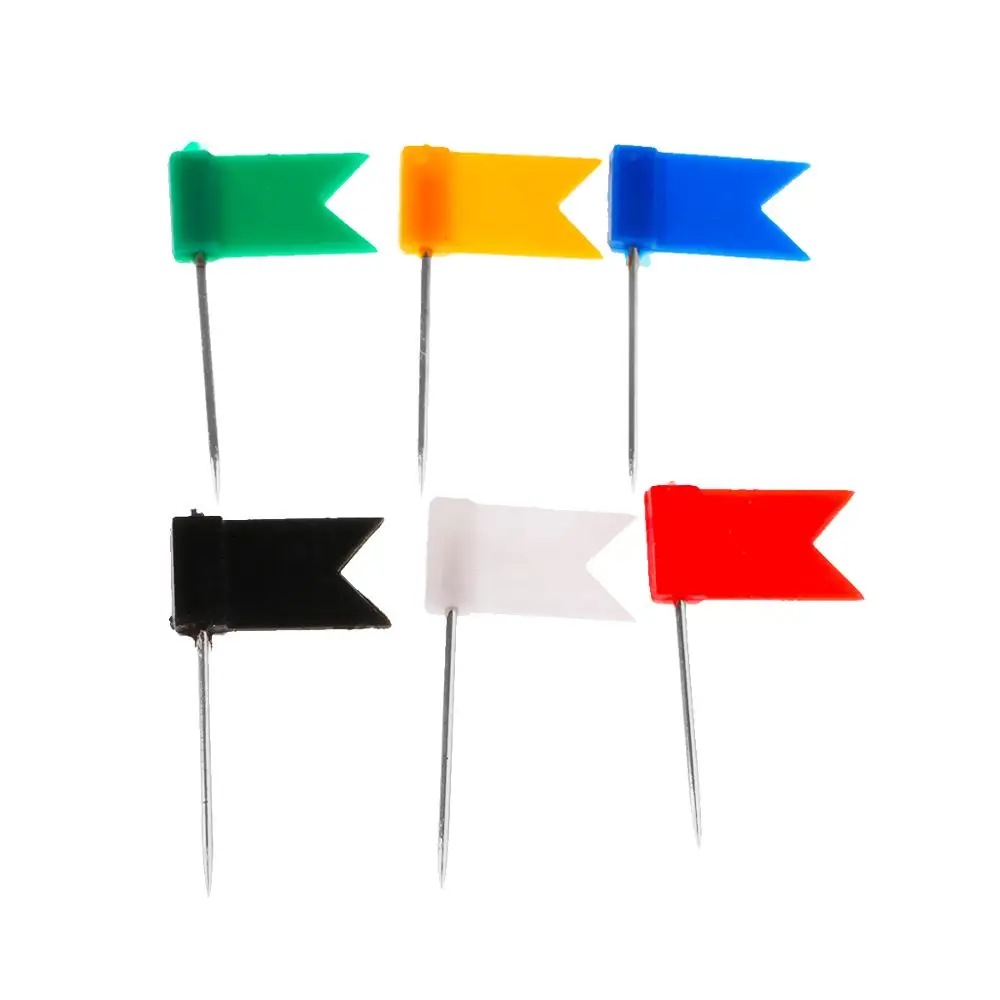 Wholesale cheap school colorful plastic flag shaped head custom paper metal decorative push map pins