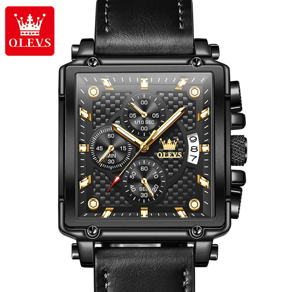 Hot Sale OLEVS 9925 Watch for Men Fashion Square Quartz Movement 3ATM Waterproof Watches Calendar Casual Youth Men Sports Watch