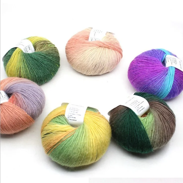 Dimuni Customized  Rainbow Color 50g 180 Meters 100% Australia Merino Wool Yarn Cheap Price  Hand Knitting Yarn