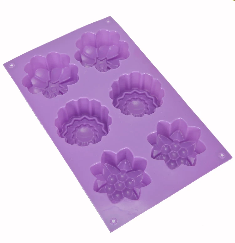 Moon Cake Molds Aromatherapy Plaster Molds 6 Even 3 Groups Different Flower-shaped Silicone Custom Logo Moulds Pink Cake Soap