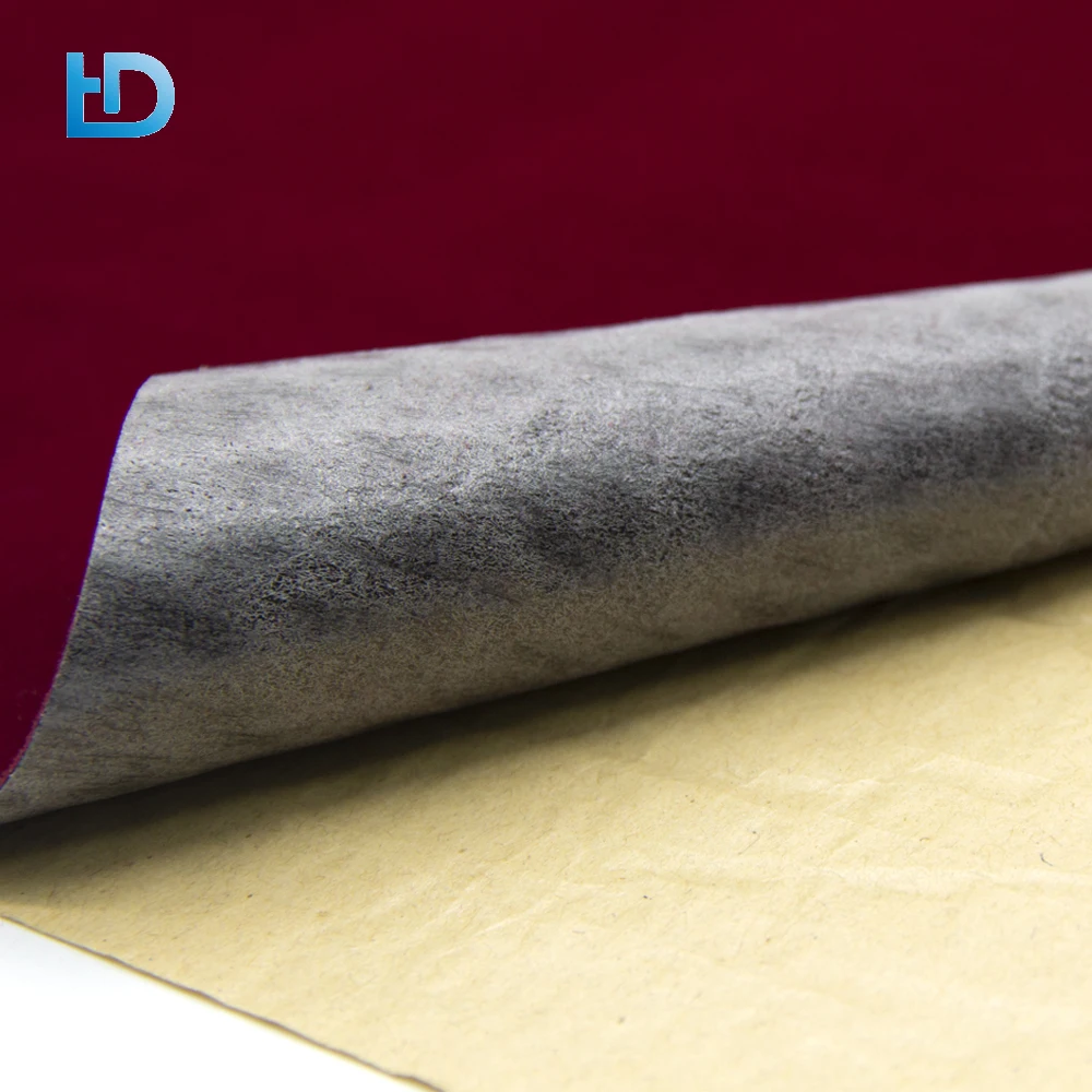 Factory Spunlace Short Pile Plain Dyed Self Adhesive Roll Flocking Paper Velvet Fabric For Glasses Box Lining