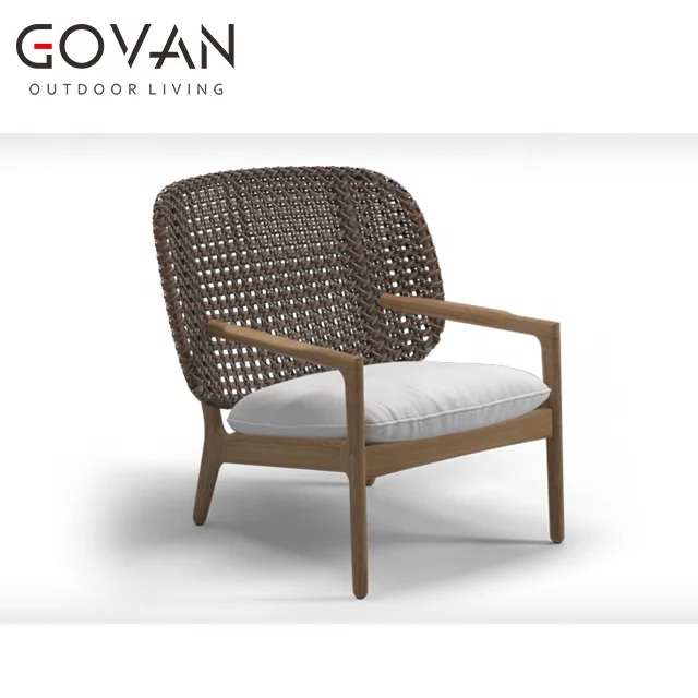 New Design Garden furniture  Teak Wood Outdoor Patio Wicker Leisure Chair Low Back Lounge Chair