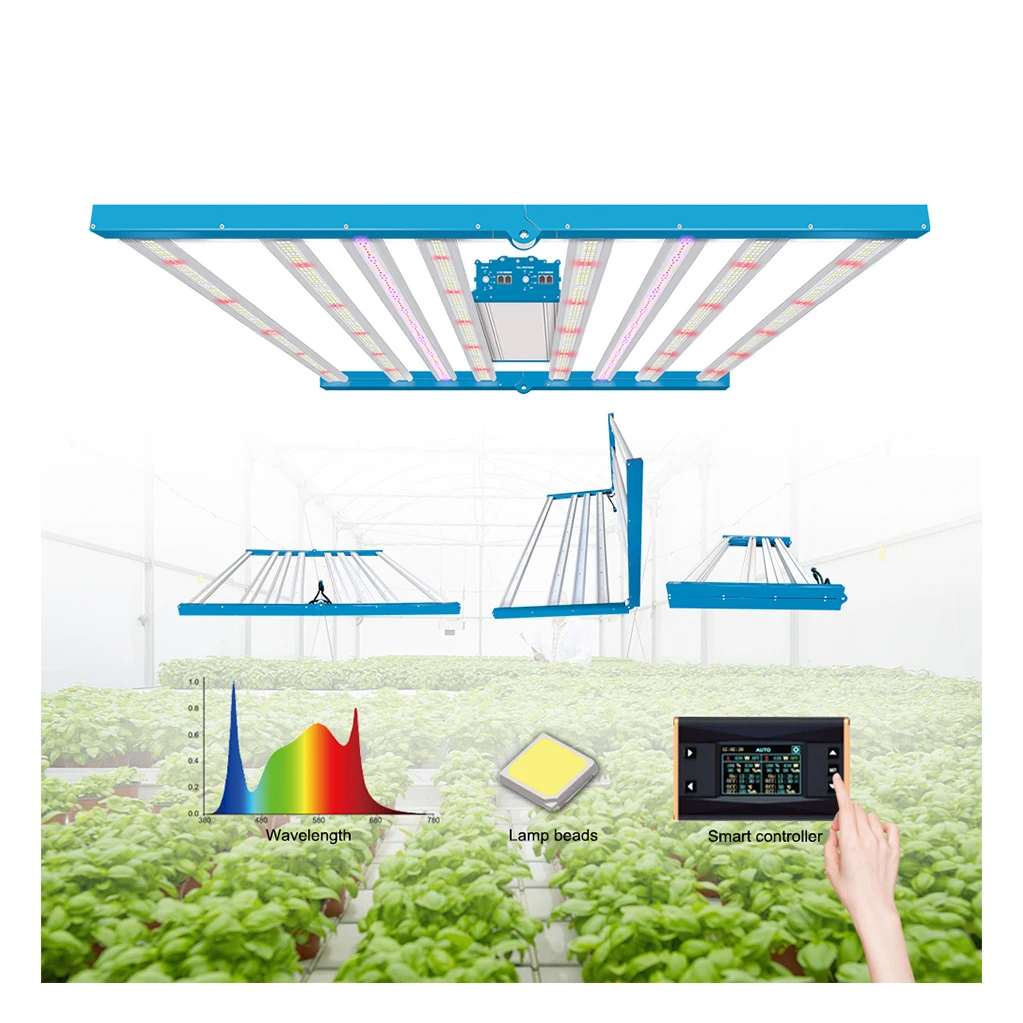 Hydroponics Custom Foldable Led 820W Food Grow Light Red Blue Green LED Grow Light For Indoor Plant Supplier In China With Uv Ir