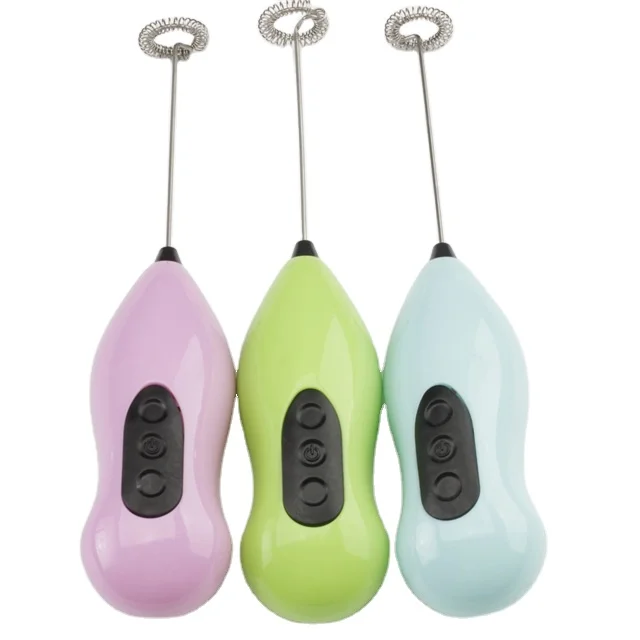 High Quality Battery Mini Colorful Egg Beater Electric Coffee Whisk With Stainless Steel Frother