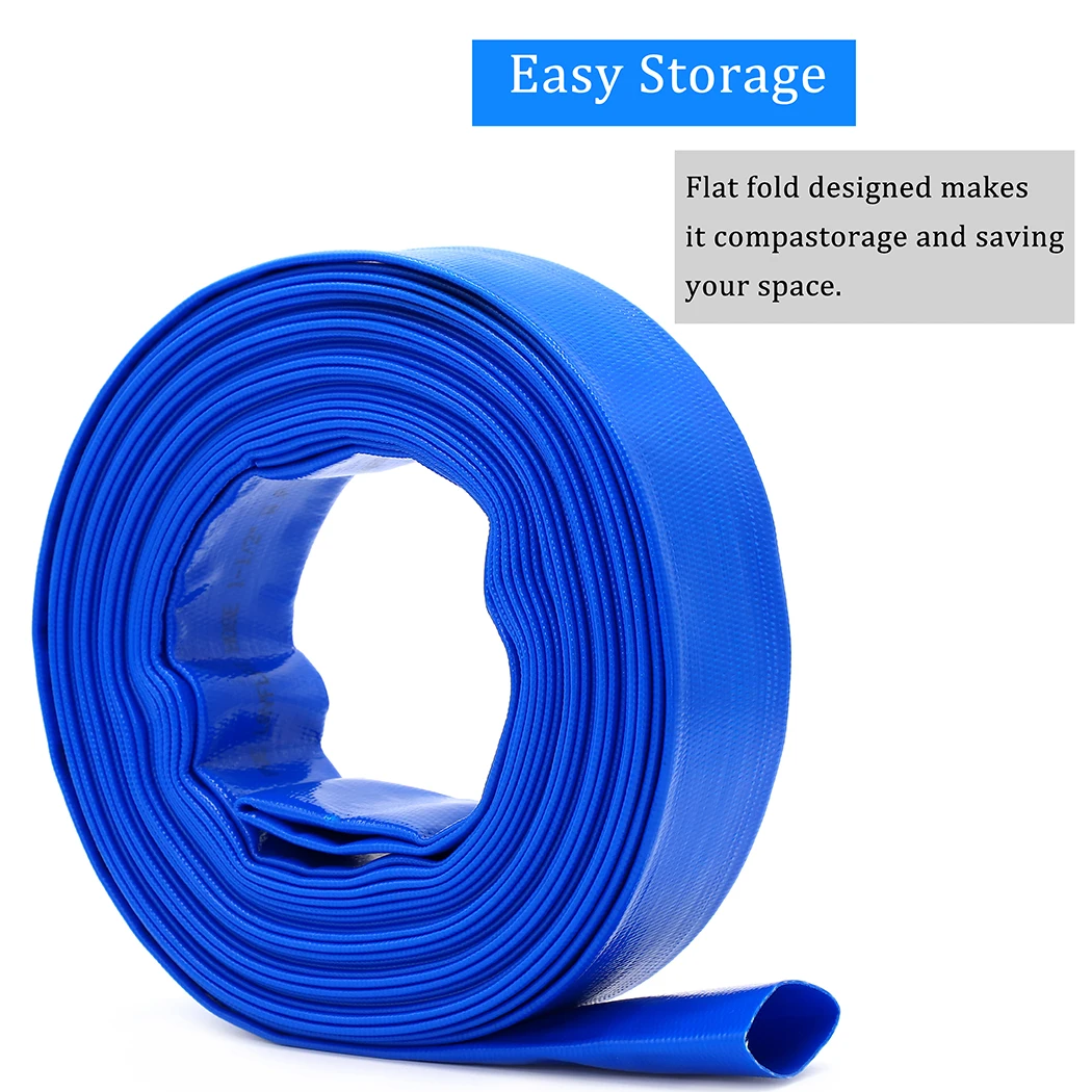3Dia x 100m 6 bar Backwash Hose for Swimming Pools, Heavy Duty Reinforced Lay Flat Discharge Hose for Water Transfer Application