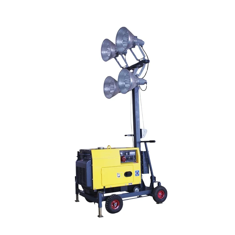 4X1000W Diesel Generator Lighting Tower Manual Portable Trailer Communication Light Tower