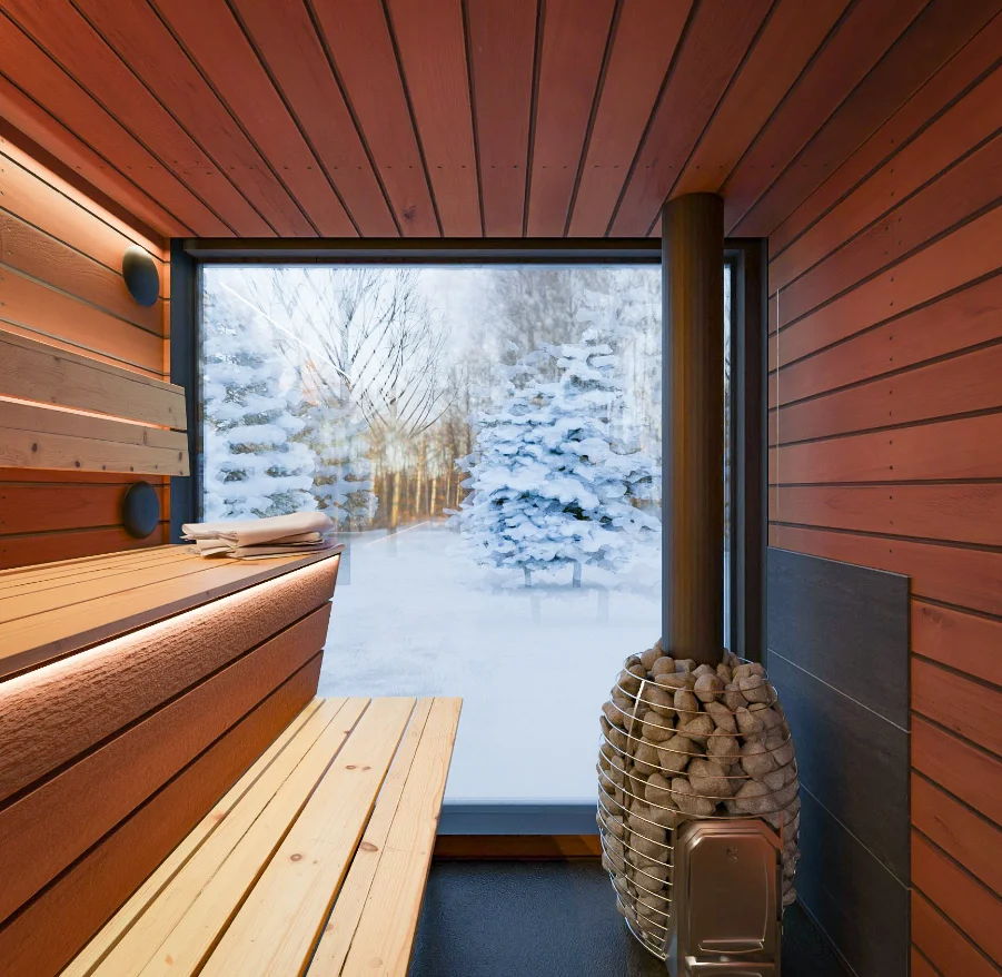 Fired Sauna Cabin House Fired Cube Sauna Room Traditional Wood Spruce Outdoor Modern Solid Wood Villa with Pool 2 Years 40 Mm