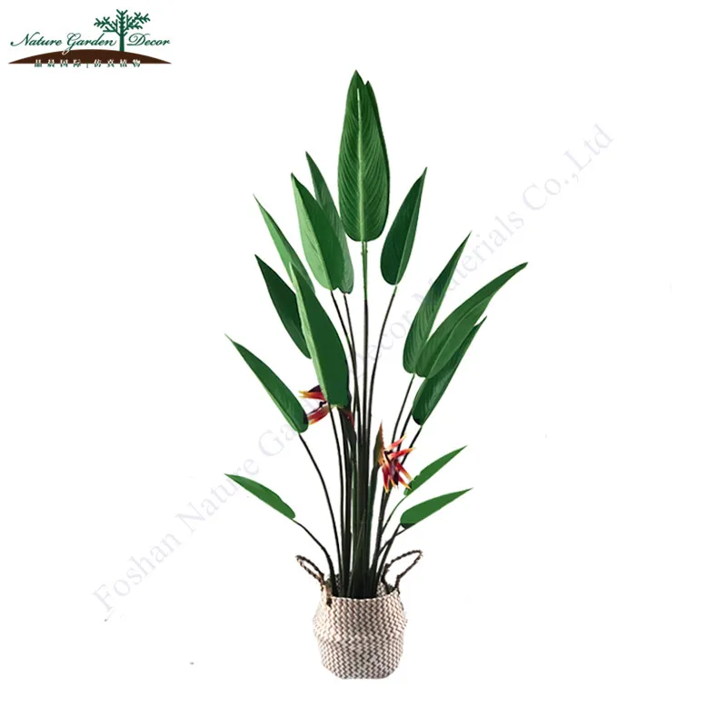 Indoor Home Decoration Fabric Tree with Flower Bird of Paradise Plant Artificial Skybird
