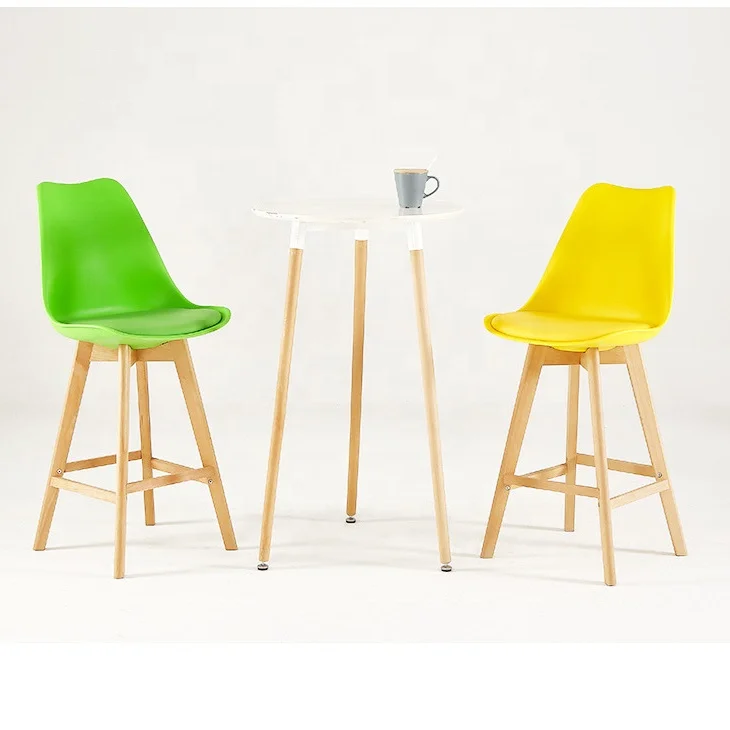 Classical kitchen counter chair elegant beech wood leg counter high bar stools