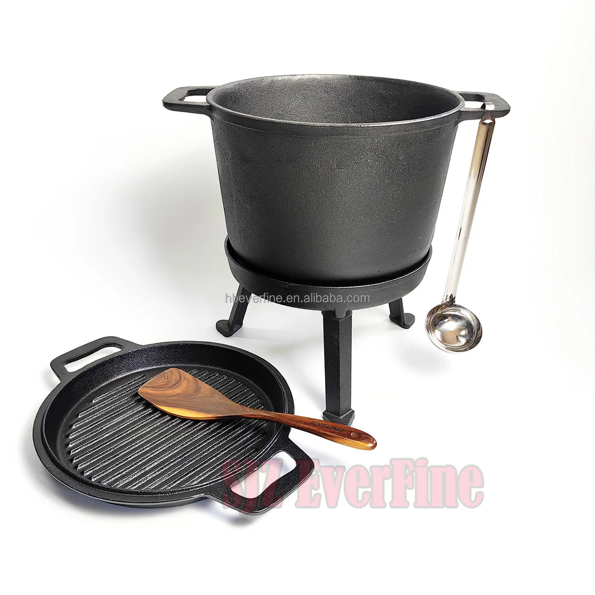 2 in 1 8L Poland Three Legs Cast Iron Meat Pot and hunt pot For Camping
